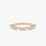 14k Alternating Emerald Cut and Round Diamond Ring 14k Rose Gold Ferkos Fine Jewelry