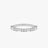 14k Alternating Emerald Cut and Round Diamond Ring Ferkos Fine Jewelry