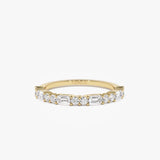 14k Alternating Emerald Cut and Round Diamond Ring 14k Gold Ferkos Fine Jewelry