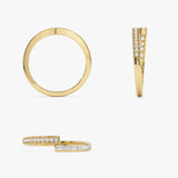 14k Baguette and Round Diamond Crossover Ring Ferkos Fine Jewelry