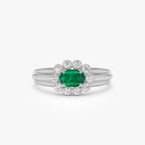 14k Oval Shaped Emerald with Bezel Hale Setting Ring Ferkos Fine Jewelry