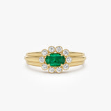14k Oval Shaped Emerald with Bezel Hale Setting Ring 14k Gold Ferkos Fine Jewelry