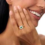 14k Octagon Shape Baguette Diamond Emerald Ring Ferkos Fine Jewelry