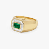 14k Octagon Shape Baguette Diamond Emerald Ring Ferkos Fine Jewelry