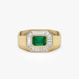 14k Octagon Shape Baguette Diamond Emerald Ring 14k Gold Ferkos Fine Jewelry