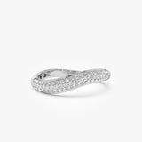 14k Three Row Diamond Pave Wave Ring Ferkos Fine Jewelry