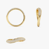 14k Three Row Diamond Pave Wave Ring Ferkos Fine Jewelry