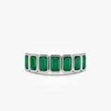 14K Seven Stone Bezel Setting Emerald RIng Ferkos Fine Jewelry