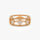 14k Double Band Diamond Clover Ring 14k Rose Gold Ferkos Fine Jewelry