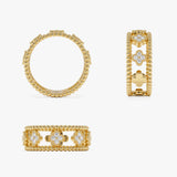 14k Double Band Diamond Clover Ring Ferkos Fine Jewelry