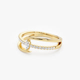 14K Double Band Marquise Diamond Ring with Pavé Accents Ferkos Fine Jewelry