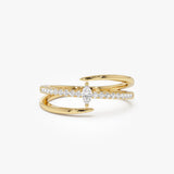 14K Double Band Marquise Diamond Ring with Pavé Accents 14k Gold Ferkos Fine Jewelry
