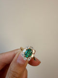 14K Gold Lab Grown Oval Halo Emerald Engagement Ring