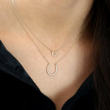14K Rose Mini Diamond Horseshoe Necklace