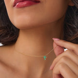 14K Tiny Emerald Cross Necklace Ferkos Fine Jewelry