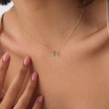 14K Tiny Emerald Cross Necklace Ferkos Fine Jewelry