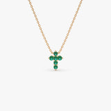 14K Tiny Emerald Cross Necklace Ferkos Fine Jewelry