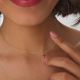 14K Tiny Ruby Cross Necklace Ferkos Fine Jewelry