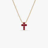 14K Tiny Ruby Cross Necklace Ferkos Fine Jewelry