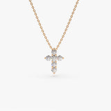 14K Rose Gold Medium Diamond Cross Necklace