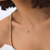 14K Tiny Sapphire Cross Necklace Ferkos Fine Jewelry