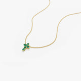 14K Tiny Emerald Cross Necklace Ferkos Fine Jewelry