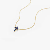 14K Tiny Sapphire Cross Necklace Ferkos Fine Jewelry