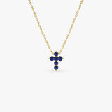14K Tiny Sapphire Cross Necklace 14K Gold Ferkos Fine Jewelry