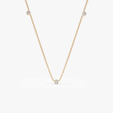 14K Rose Bezel Setting Diamond by the Yard Necklace Ferkos Fine Jewelry
