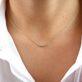 14K Rose Gold Nine Diamond Cluster Necklace
