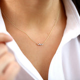 14K Rose Gold Nine Diamond Cluster Necklace