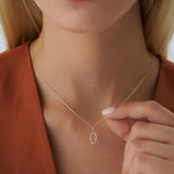 14k Rose Diamond Hamsa Necklace