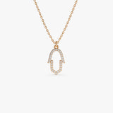 14k Rose Diamond Hamsa Necklace