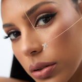 14K Rose Gold Medium Diamond Cross Necklace