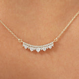 14K Rose Gold Curved Bar Diamond Necklace