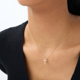 14K Gold 6 Stone Bezel Setting Diamond Cross Necklace Ferkos Fine Jewelry