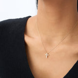 14K Gold 6 Stone Bezel Setting Diamond Cross Necklace Ferkos Fine Jewelry