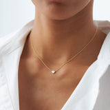 14K Gold Horizontal Pear Shape Diamond Solitaire Necklace Ferkos Fine Jewelry