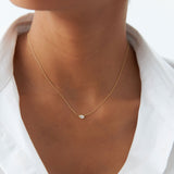 14K Gold Horizontal Pear Shape Diamond Solitaire Necklace Ferkos Fine Jewelry