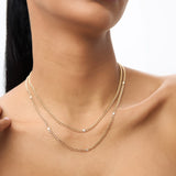 14K Gold Cuban Link Necklace w/ Bezel Setting Diamond Ferkos Fine Jewelry