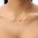 14k Ruby Necklace with Halo Diamonds Ferkos Fine Jewelry
