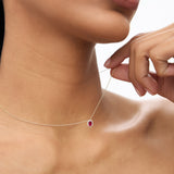 14k Ruby Necklace with Halo Diamonds Ferkos Fine Jewelry