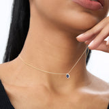 14k Sapphire Necklace with Halo Diamonds Necklace Ferkos Fine Jewelry