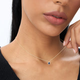 14k Sapphire Necklace with Halo Diamonds Necklace Ferkos Fine Jewelry