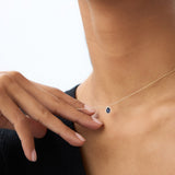 14k Rose Sapphire Necklace with Halo Diamonds Necklace