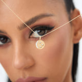 14k Diamond Moon and Crescent Pendant Ferkos Fine Jewelry