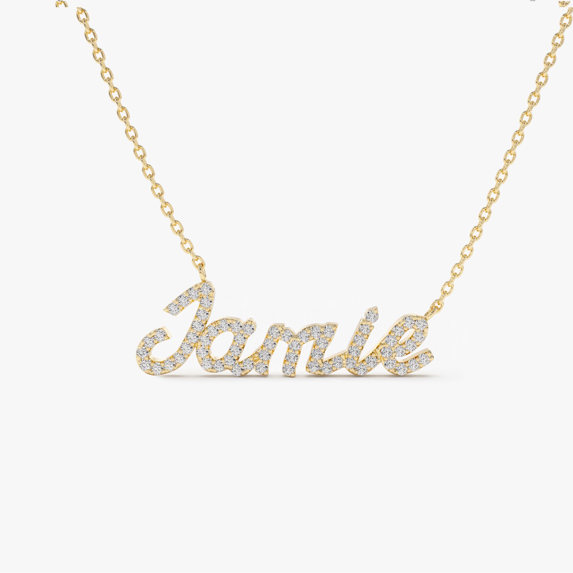 14k Personalized Diamond Name Necklace 14K Gold Ferkos Fine Jewelry