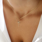14k Rose Solid Gold Celestial North Star Diamond Necklace