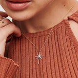 14k Rose Solid Gold Celestial North Star Diamond Necklace