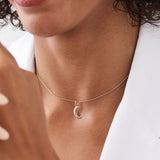 14k Rose Star Setting Crescent Diamond Necklace